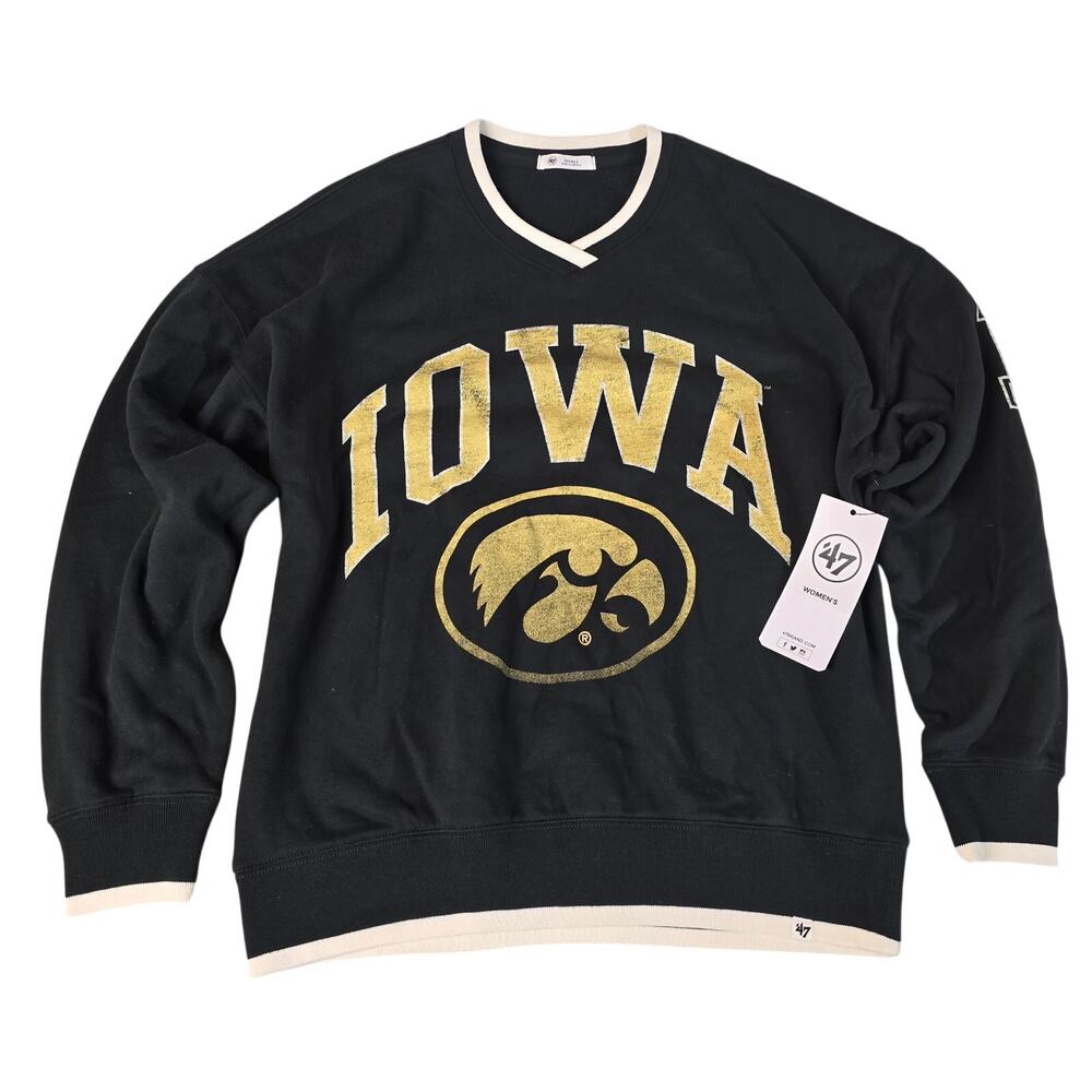 47 Brand Iowa Hawkeyes Sweatshirt Women's Small Oversized Black NWT